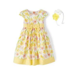 Gymboree Yellow Floral Dress and Headband  3T NEW